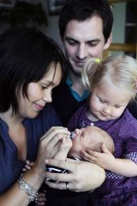 Family with a new born baby